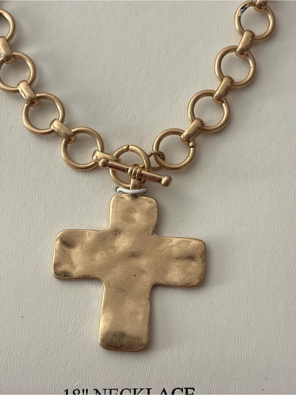 Atterri Gold Hammered Cross Necklace - Picture 2 of 4